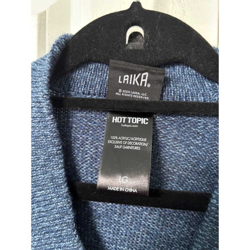 Coraline 15th Anniversary Hot Topic Star Patch Cardigan Blue Marl Large - Picture 5 of 7